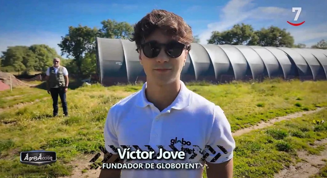 Víctor Jové, fondatore di Globotent, nel servizio di Agro en Acción (La 7)
